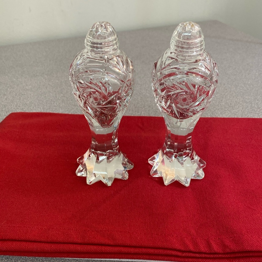 Vintage Bohemia Czech crystal salt pepper shakers